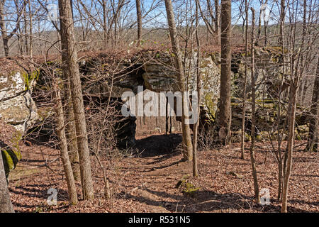 Rock Bridge in the Forest Stock Photo