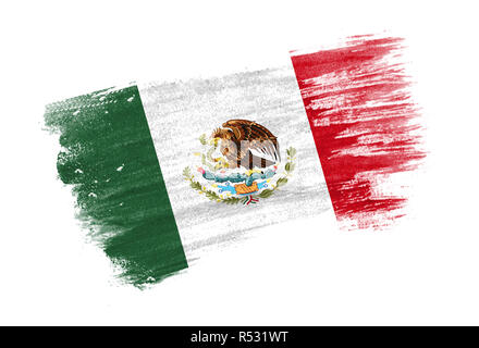 brush painted flag Mexico. Hand drawn style flag of Mexico Stock Photo