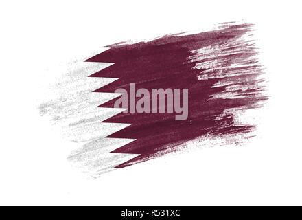 brush painted flag Qatar. Hand drawn style flag of Qatar Stock Photo