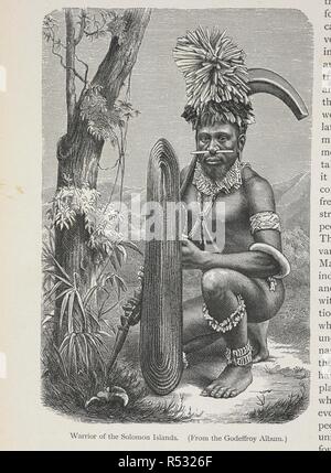 Warrior of the Solomon islands. (From the Goddefroy album.). The history of mankind / Trans from the second German edited by A. J. Butler. v. 3, 1898. [S.l.] : Macmillan, 1896-1898. Source: 572*3343* vol.1, page 28. Stock Photo
