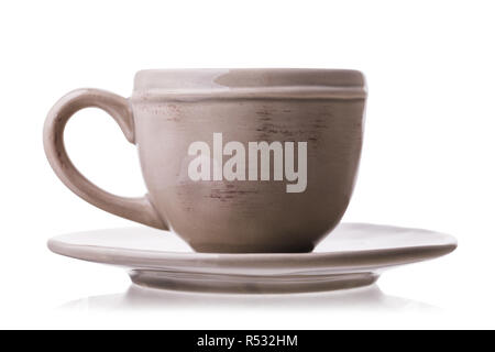 Ceramic cup with saucer isolated on white background Stock Photo
