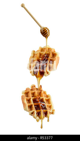 Belgian waffles isolated on white Stock Photo