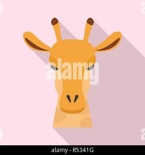 Giraffe head icon. Flat illustration of giraffe head vector icon for web design Stock Vector