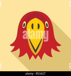 Red parrot head icon. Flat illustration of red parrot head vector icon for web design Stock Vector