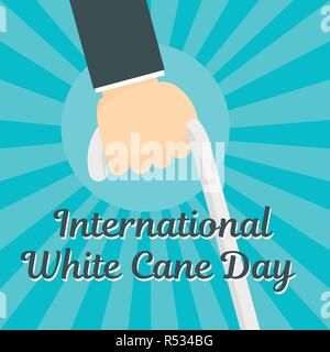 White cane day concept background. Flat illustration of white cane day vector concept background for web design Stock Vector
