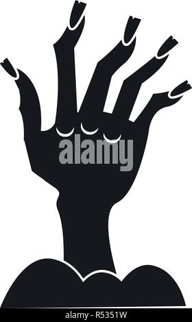 Zombie hand icon. Simple illustration of zombie hand vector icon for web design isolated on white background Stock Vector