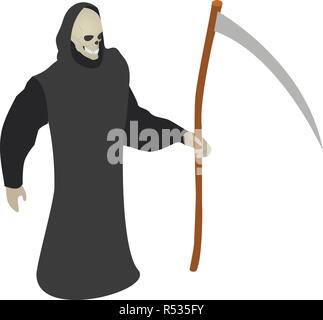 Death scythe icon. Isometric of death scythe vector icon for web design isolated on white background Stock Vector