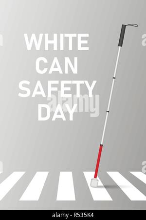 White cane safety day concept banner. Realistic illustration of white can safety day vector concept banner for web design Stock Vector
