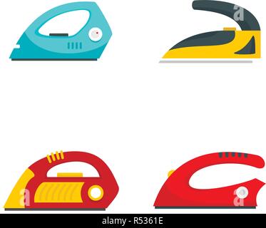Smoothing iron drag appliance icons set. Flat illustration of 4 smoothing iron drag appliance vector icons for web Stock Vector