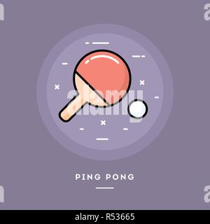 Ping pong, flat design thin line banner, vector illustration Stock Vector