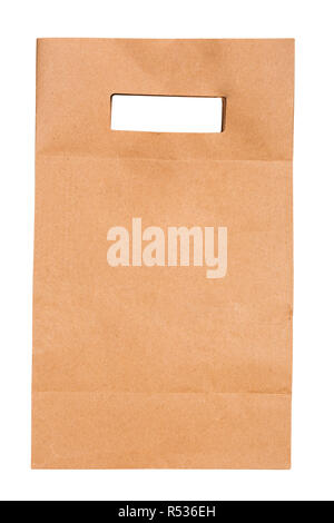 Brown paper bag on white background Stock Photo