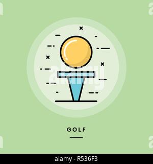 Golf, flat design thin line banner, vector illustration Stock Vector