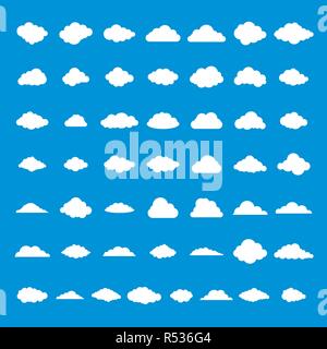 Cloud icons set. Simple illustration of 50 cloud vector icons for web Stock Vector