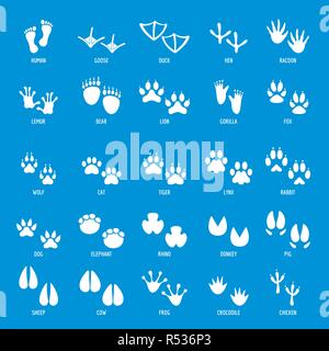 Animal footprint icons set. Simple illustration of 25 animal footprint vector icons for web Stock Vector