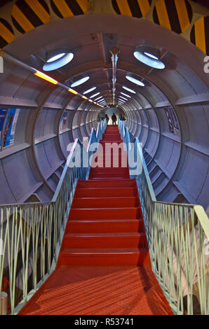 The interior of Atomium, built in 1958 for World Fair, and now a museum. Bruxelles, 2016 Stock Photo