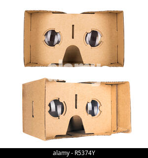 Set of two cardboard virtual reality glasses isolated on a white Stock Photo