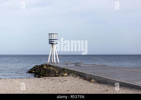 Lifeguard Tower at Bellevue Beach in Copenhagen, Denmark Stock Photo