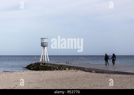 Lifeguard Tower at Bellevue Beach in Copenhagen, Denmark Stock Photo