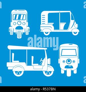 Tuk rickshaw Thailand icons set. Simple illustration of 4 tuk rickshaw Thailand vector icons for web Stock Vector