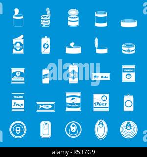 Tin can food package jar icons set. Simple illustration of 25 tin can food package jar vector icons for web Stock Vector