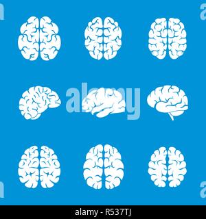 Brain thinking icon set. Simple set of brain thinking vector icons for web design on white background Stock Vector