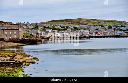 View of Stromness shore, in Orkney. Stromness is the second city in Orkney archipelago, on Mainland island. 2017
