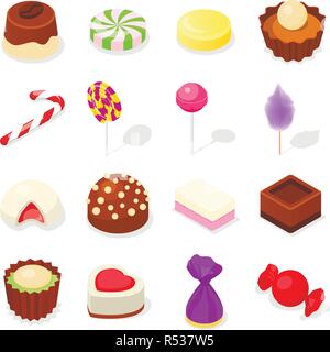 Candy icon set. Isometric set of candy vector icons for web design isolated on white background Stock Vector
