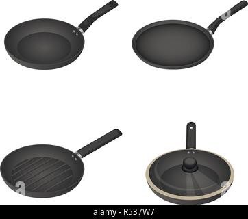 Griddle icon set. Isometric set of griddle vector icons for web design isolated on white background Stock Vector
