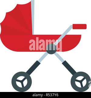 Baby pram carriage icon. Flat illustration of baby pram carriage vector icon for web design Stock Vector