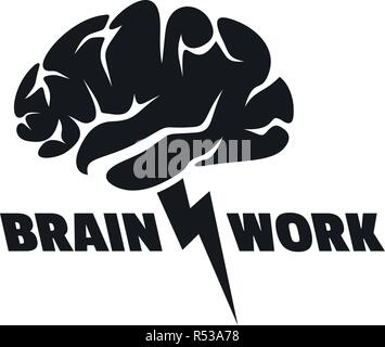 Brain work logo. Simple illustration of brain work vector logo for web design isolated on white background Stock Vector