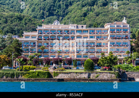 Stresa, Italy, July 12, 2012: Grand Hotel Bristol on Lake Maggiore. This elegant hotel was a former noble home, Stock Photo