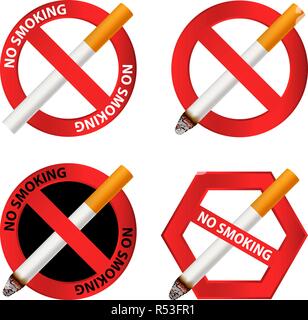 No smoking icon set. Realistic set of no smoking vector icons for web design isolated on white background Stock Vector