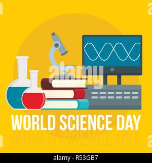 Happy science day concept background. Flat illustration of happy science day vector concept background for web design Stock Vector