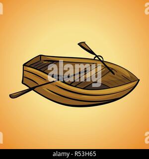 Wood boat icon. Cartoon of wood boat vector icon for web design isolated on white background Stock Vector