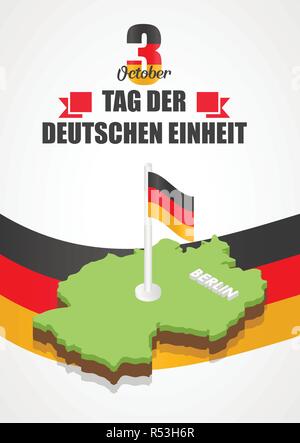 German unity day concept background. Isometric illustration of german unity day vector concept background for web design Stock Vector