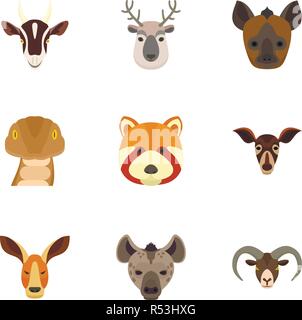 Animal icon set. Flat set of 9 animal vector icons for web design Stock Vector