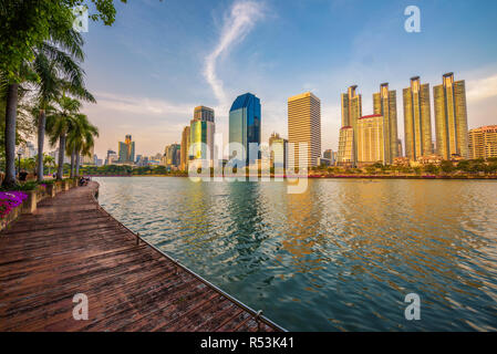 Lake Ratchada situated in the Benjakitti Park in Bangkok, Thailand Stock Photo
