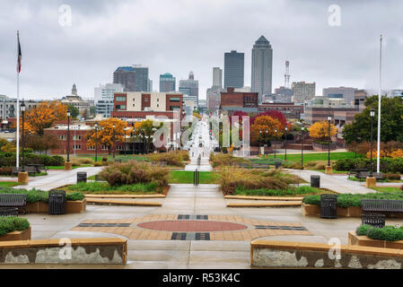 Downtown Des Moines viewed from the Iowa State Capitol Stock Photo