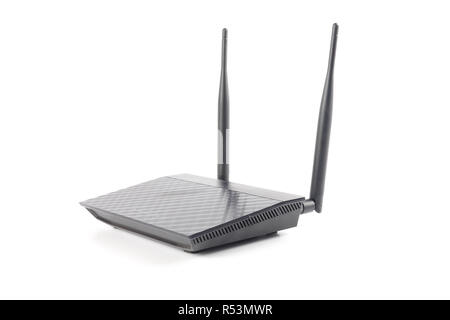 Modern wireless internet router isolated on white background Stock Photo