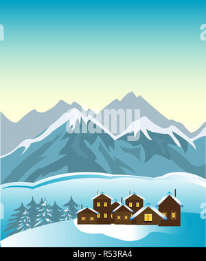 Village in mountain Stock Photo