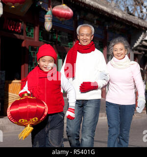 Family Celebrates Chinese New Year Stock Photo