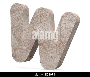 Conceptual old rusted metal capital letter -W, iron or steel industry piece isolated white background. Educative rusty material, aged vintage surface, Stock Photo