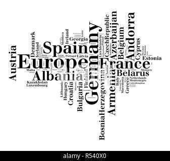 Countries in europe word cloud concept Stock Photo