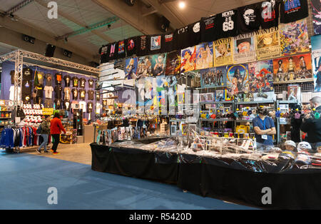 Barcelona, Spain. 29th November, 2018. A lot of video games merchandising at the Barcelona Games World 2018 at Gran Via Fira on November 28, 2018 in Barcelona, Spain. © Victor Puig/Alamy Live News Stock Photo