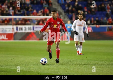 Harrison, NJ, USA. 29th Nov 2018. Tyler Adams (4) in action during his final game with the New York Redbulls. Credit: Ben Nichols/Alamy Live News Stock Photo