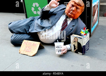 New York City, New York, USA. 29th Nov, 2018. Seen on Wall Street, the heart of American capitalism, was an American patriot doing his part in funding Donald Trump's southern border wall on 29 November 2018. Credit: G. Ronald Lopez/ZUMA Wire/Alamy Live News Stock Photo