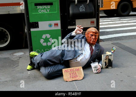 New York City, New York, USA. 29th Nov, 2018. Seen on Wall Street, the heart of American capitalism, was an American patriot doing his part in funding Donald Trump's southern border wall on 29 November 2018. Credit: G. Ronald Lopez/ZUMA Wire/Alamy Live News Stock Photo