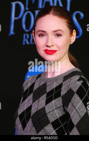 Hollywood, California, USA. 29th November, 2018. Actress Karen Gillan attends the World Premiere of Disney's' 'Mary Poppins Returns' on November 29, 2018 at the Dolby Theatre in Hollywood, California. Photo by Barry King/Alamy Live News Stock Photo