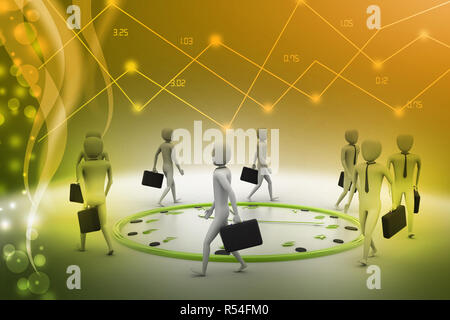 Business man walk around the clock Stock Photo