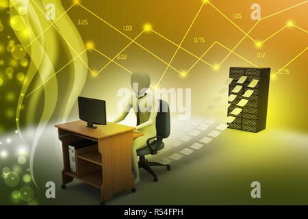 3d clerk working in the office Stock Photo